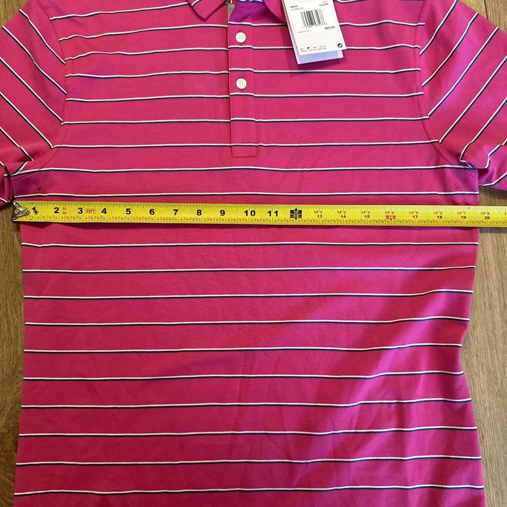 Nike‎ Men's Custom Athlete Dri Fit Pink Stripe Short Sleeve Polo Sm-Med* NWT - Picture 7 of 11